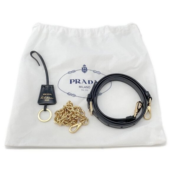 PRADA Re-Edition 2005 2WAYShoulder Bag Leather/Patent Leather Black 1BH204 - Picture 8 of 13
